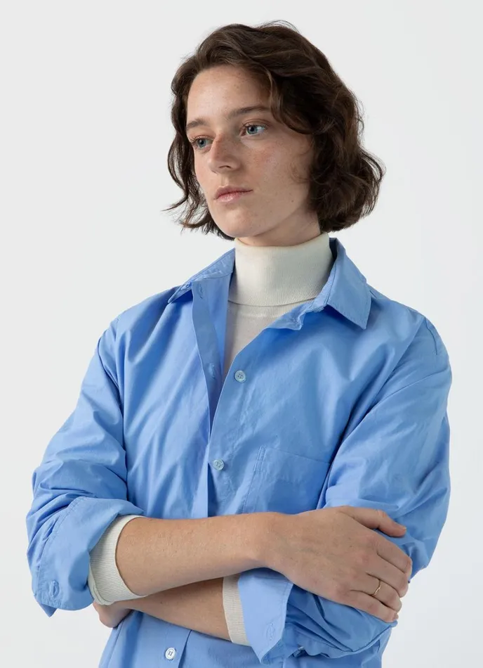 SUNSPEL Dresses and Skirts Cotton Poplin Shirt Dress Mid Blue 8211 Women