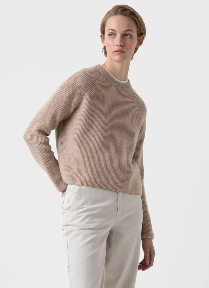 SUNSPEL Knitwear Wool Cashmere Rib Jumper Oatmeal Melange 8211 Women