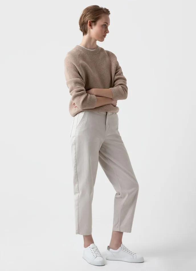 SUNSPEL Knitwear Wool Cashmere Rib Jumper Oatmeal Melange 8211 Women