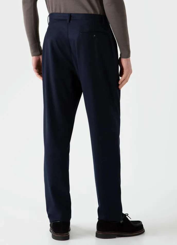 SUNSPEL Pants Pleated Wool Flannel Trouser Navy Melange 8211 Men