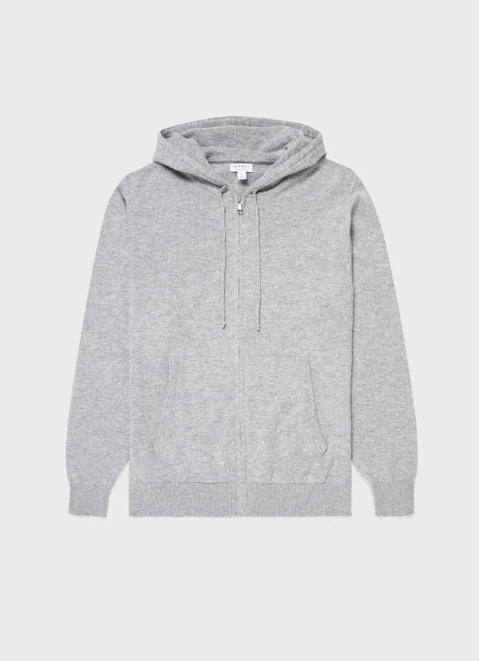 SUNSPEL Sweatshirts and Sweatpants Cashmere Zip Hoodie Grey Melange 8211 Men