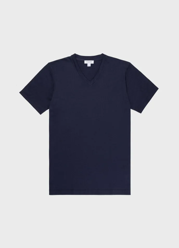 SUNSPEL Tshirts Riviera Midweight Vneck Tshirt Navy 8211 Men