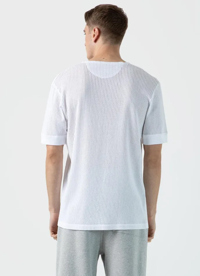 SUNSPEL Tshirts X Nigel Cabourn Mesh Henley White 8211 Men