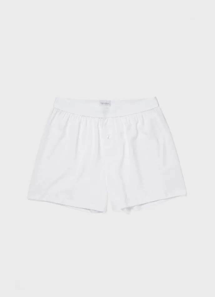 SUNSPEL Trunks and Shorts Superfine Cotton OneButton Shorts White 8211 Men