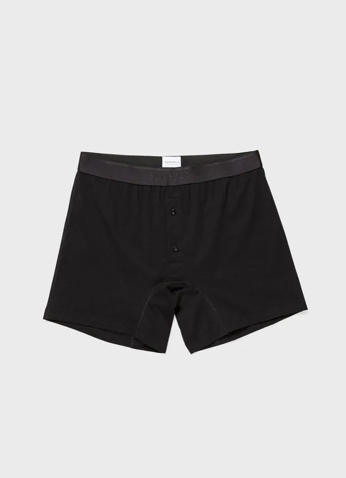 SUNSPEL Trunks and Shorts Superfine Cotton TwoButton Shorts Black 8211 Men