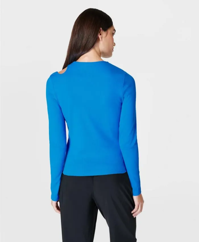 Sweaty Betty Muse Rib Long Sleeve Top Cypher Blue Clothing Long Sleeve Tops