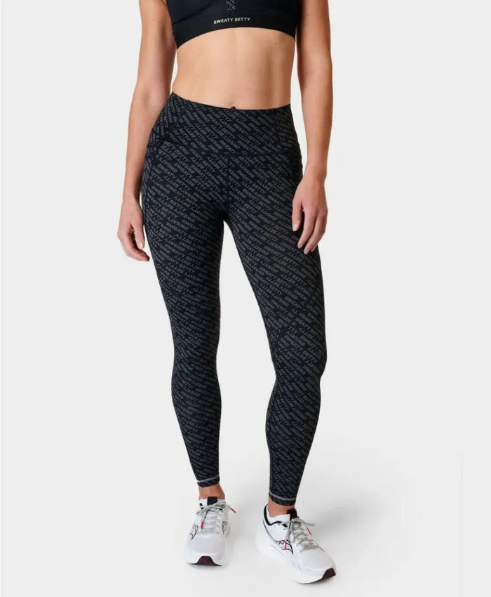 Sweaty Betty Power Pro Workout Leggings Grey Glitch Typography Print Clothing Full Length Sweaty Betty Power Pro Workout Leggings Grey Glitch Typography Print Clothing Full Length