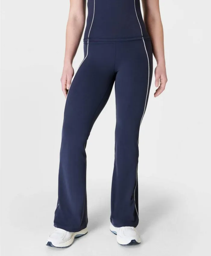 Sweaty Betty Super Soft Picot Lace Flare Pants Navy Blue Clothing Full Length Sweaty Betty Super Soft Picot Lace Flare Pants Navy Blue Clothing Full Length