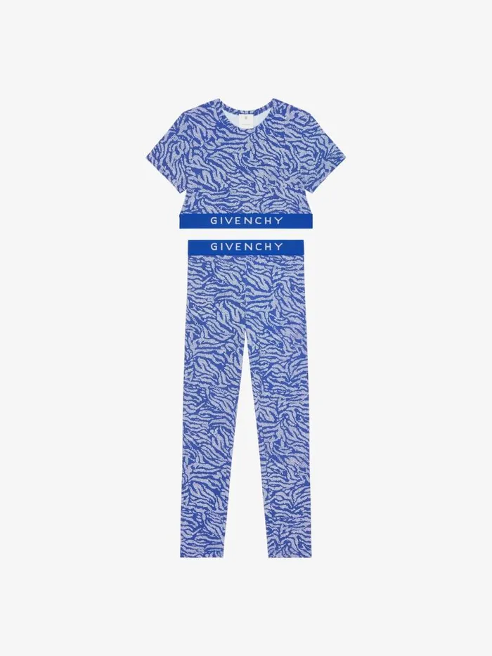 TShirt And Legging With Zebra Print Set Whiteblue Kids Givenchy