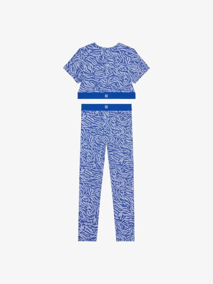 TShirt And Legging With Zebra Print Set Whiteblue Kids Givenchy