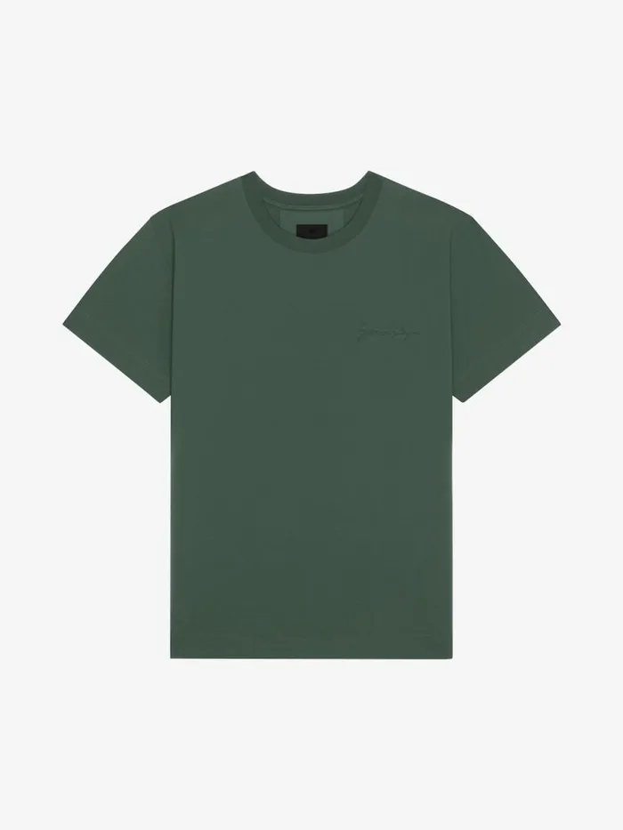 TShirt In Cotton With Signature Dark Green Men Givenchy TShirts