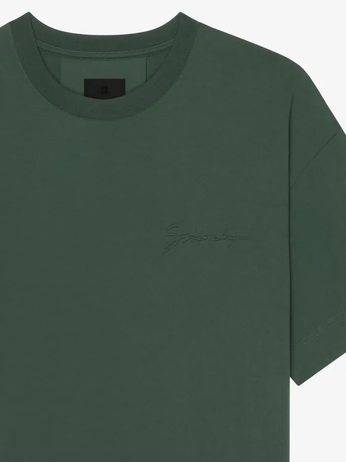 TShirt In Cotton With Signature Dark Green Men Givenchy TShirts