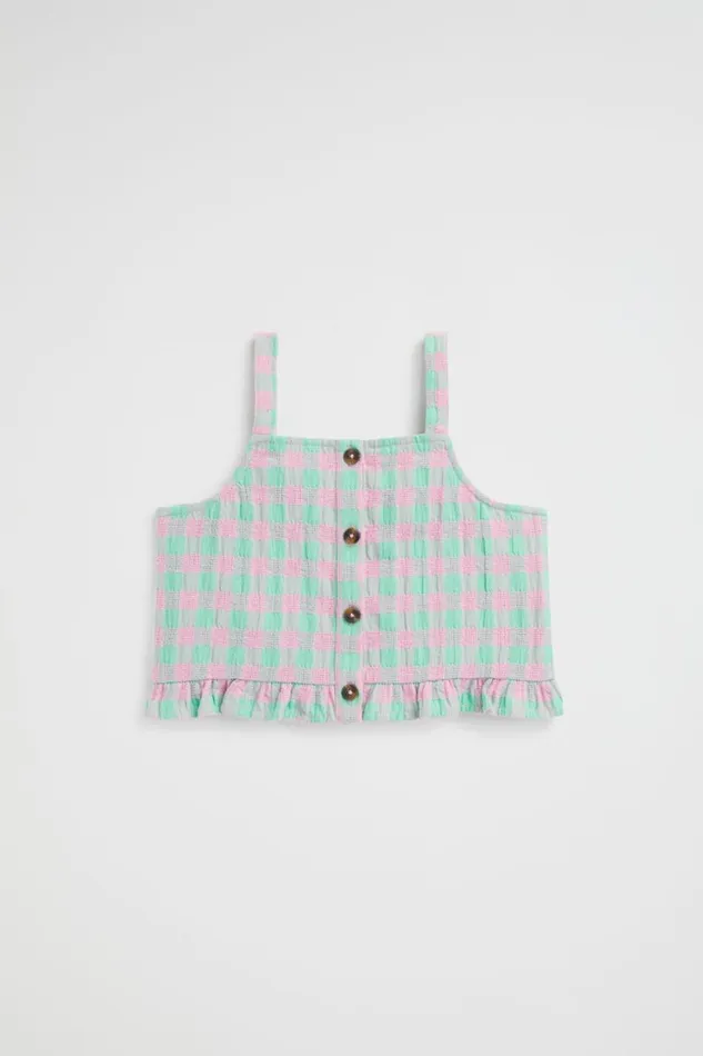 TShirts and Tops Girl Seed Heritage Gingham Cami Candy Pink