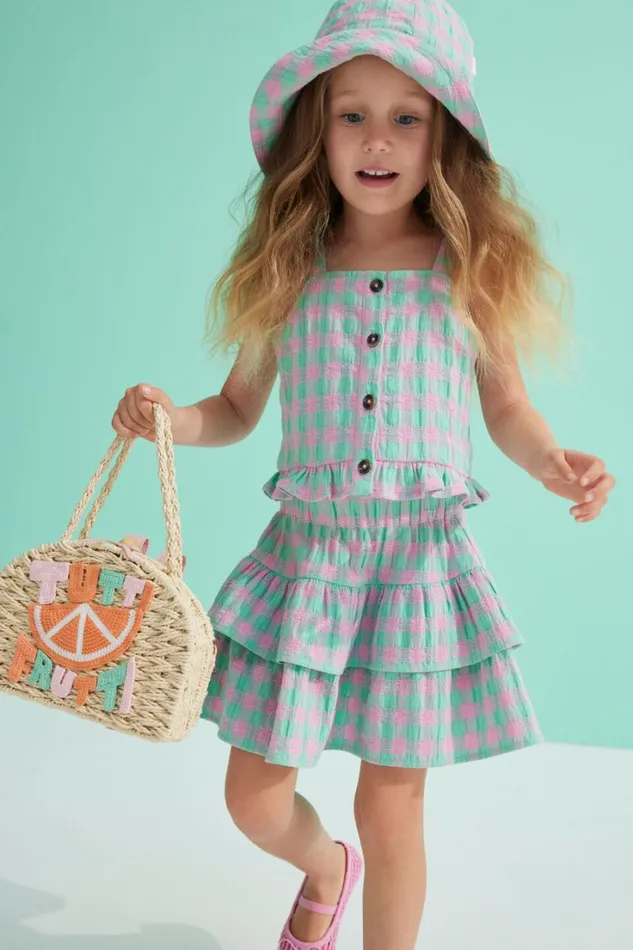 TShirts and Tops Girl Seed Heritage Gingham Cami Candy Pink