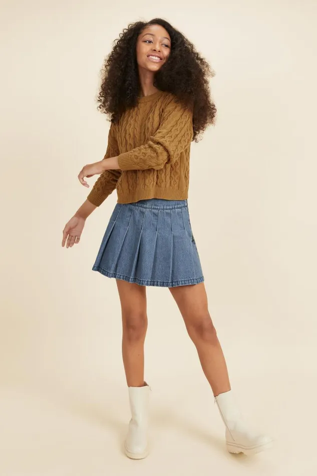 TShirts and Tops Teen Girl Seed Heritage Cable Knit Sunflower