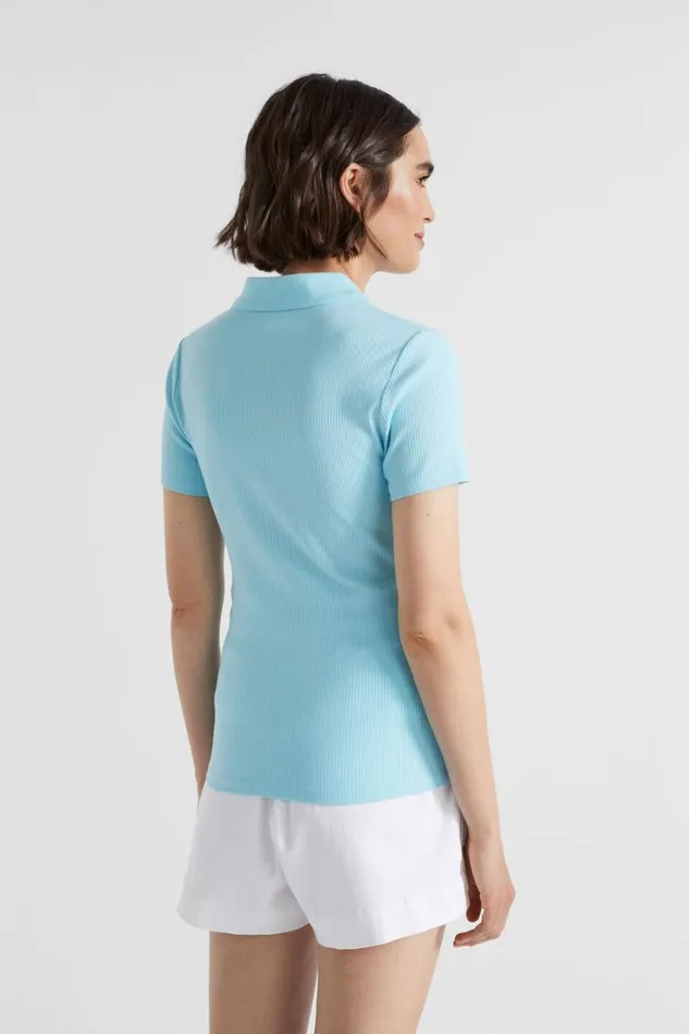 TShirts and Tops Woman Seed Heritage Collared Zip Thru Top Shimmer Blue
