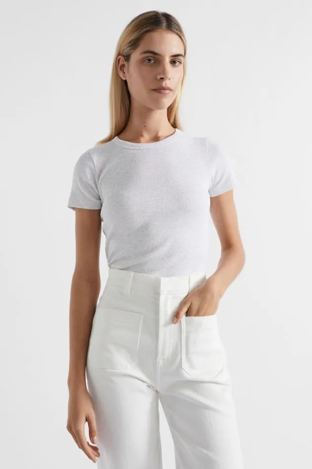 TShirts and Tops Woman Seed Heritage Core Rib Tee Light Grey Marle