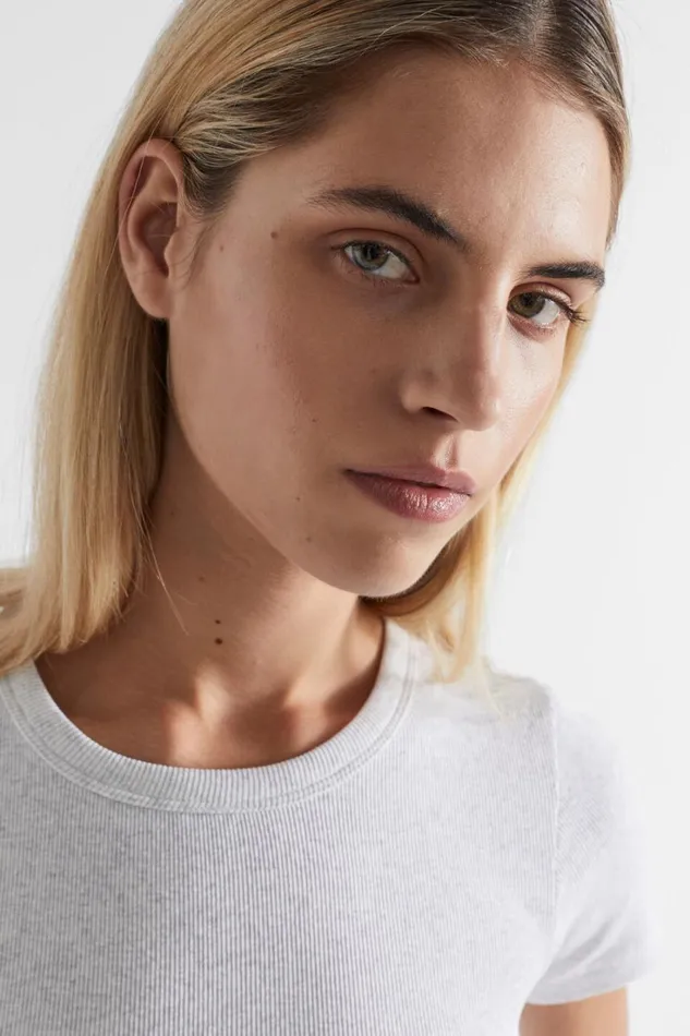TShirts and Tops Woman Seed Heritage Core Rib Tee Light Grey Marle