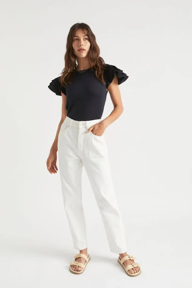 TShirts and Tops Woman Seed Heritage Layered Flutter Sleeve Tee Deep Navy