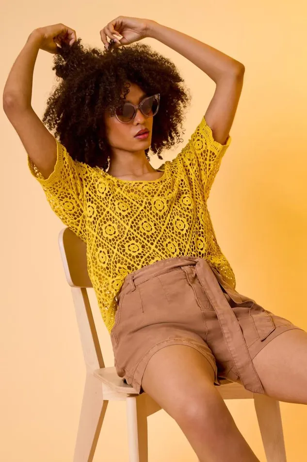 Tan Relaxed Elastic Tie Waist Pocket Shorts Women Roman Trousers
