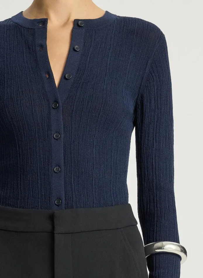 Tees and Tanks Women ALC Fisher Fine Cotton Cardigan Navy Tees and Tanks Women ALC Fisher Fine Cotton Cardigan Navy