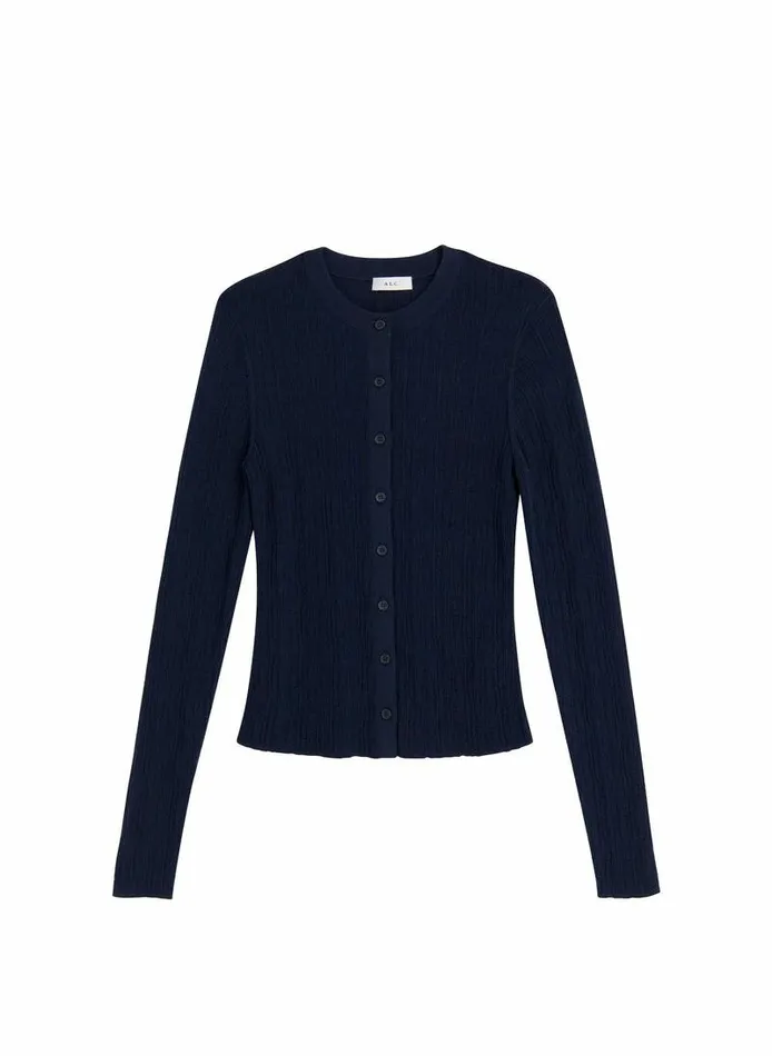 Tees and Tanks Women ALC Fisher Fine Cotton Cardigan Navy Tees and Tanks Women ALC Fisher Fine Cotton Cardigan Navy