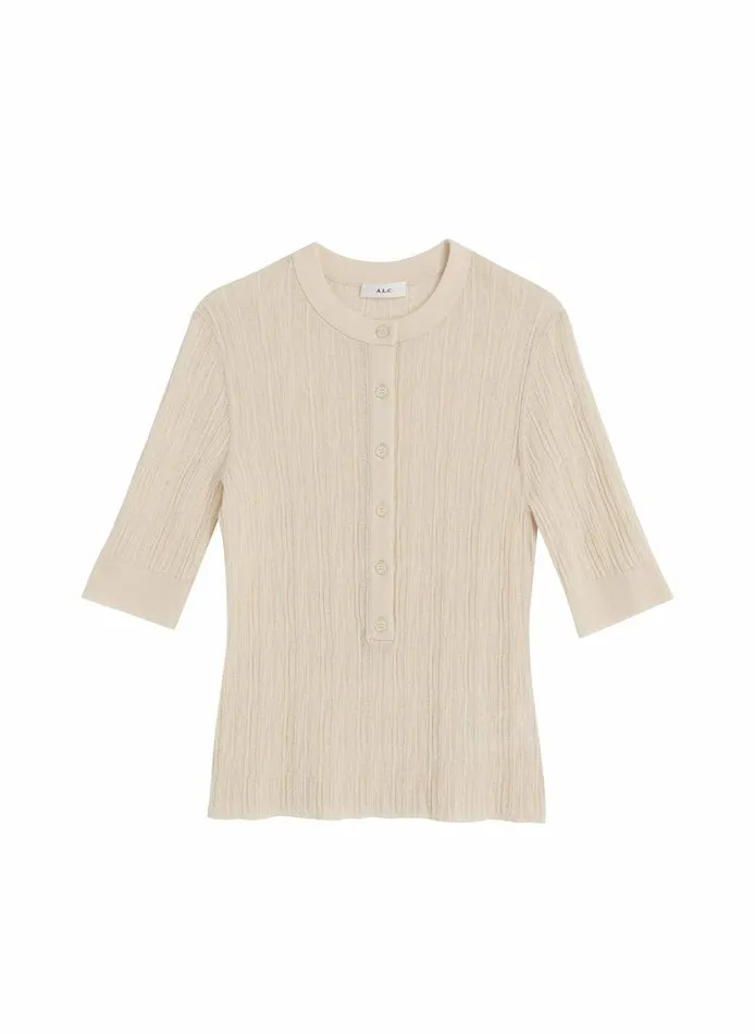 Tees and Tanks Women ALC Fisher Fine Cotton Knit Top White Tees and Tanks Women ALC Fisher Fine Cotton Knit Top White