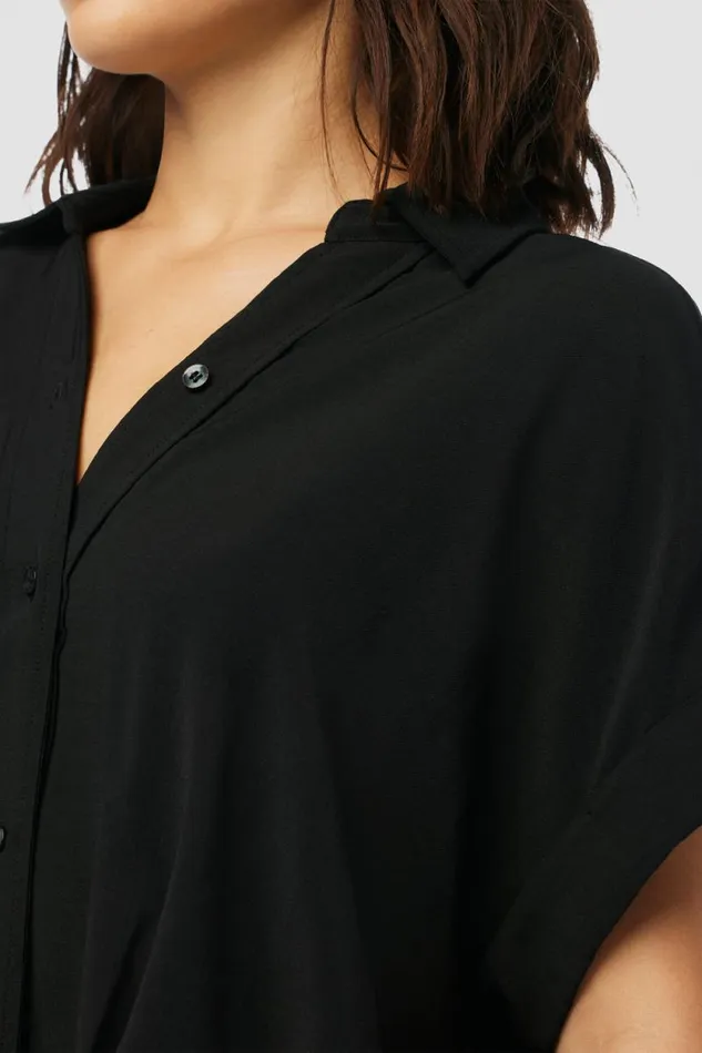 Tops and Sweaters Women Hudson Jeans Knotted Button Down Shirt Black Tops and Sweaters Women Hudson Jeans Knotted Button Down Shirt Black