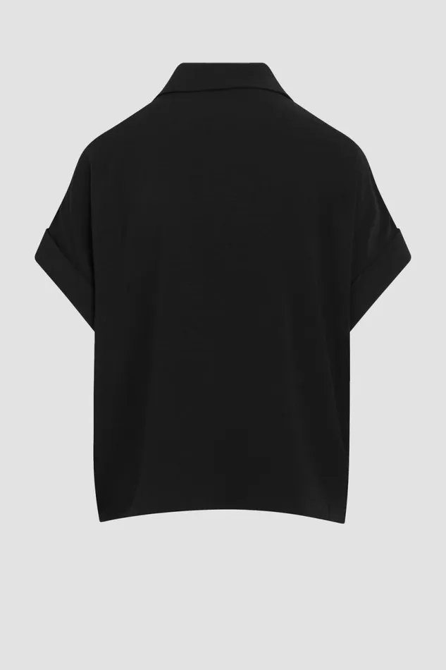 Tops and Sweaters Women Hudson Jeans Knotted Button Down Shirt Black Tops and Sweaters Women Hudson Jeans Knotted Button Down Shirt Black