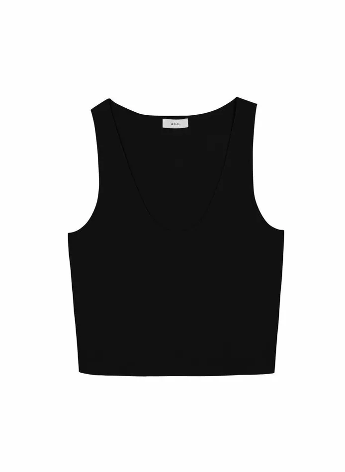 Tops Women ALC Cleo Compact Knit Top Black Tops Women ALC Cleo Compact Knit Top Black