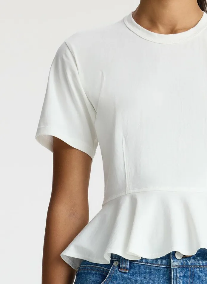 Tops Women ALC Roxy Cotton Peplum Tee White Tops Women ALC Roxy Cotton Peplum Tee White