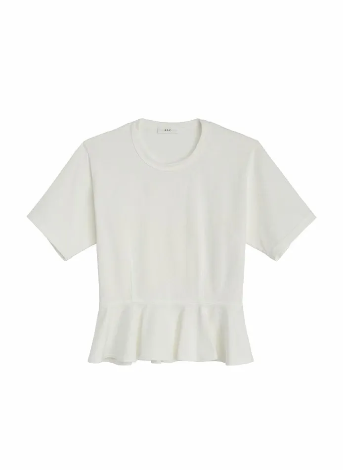 Tops Women ALC Roxy Cotton Peplum Tee White Tops Women ALC Roxy Cotton Peplum Tee White