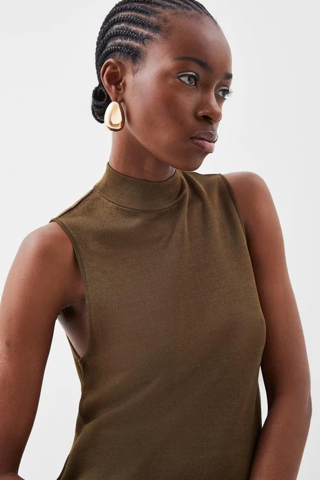 Tops Women Karen Millen Slinky Knit Tunic Khaki