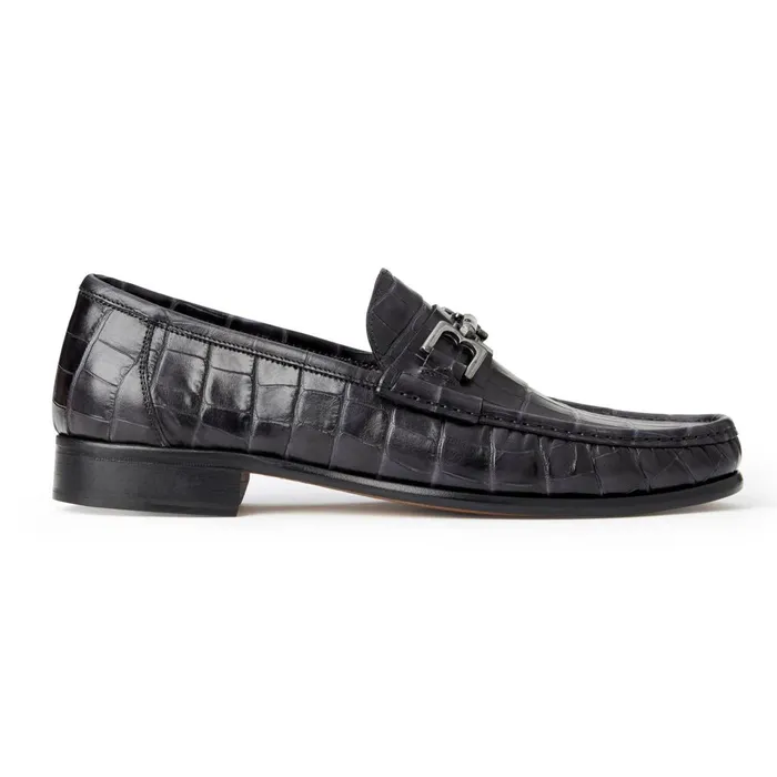 Trieste Classic Moccasin Black Croc Men Bruno Magli Dress Shoes