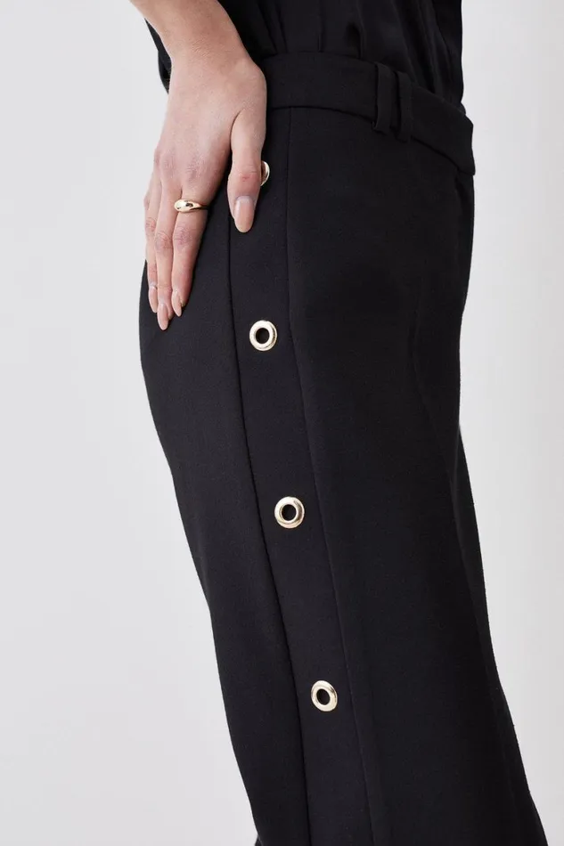 Trousers Women Karen Millen Compact Stretch Eyelet Detail Trouser Black