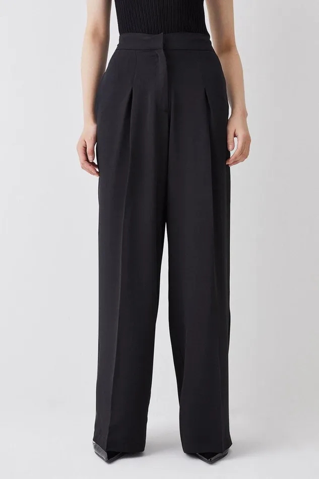 Trousers Women Karen Millen Essential Tailored Wide Leg Trouser Black