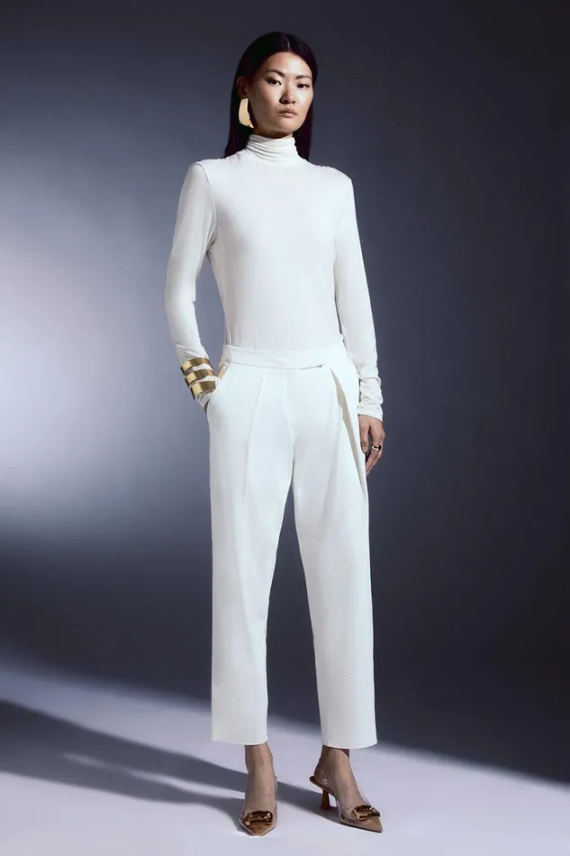 Trousers Women Karen Millen Relaxed Fit Tailored Trouser Ivory