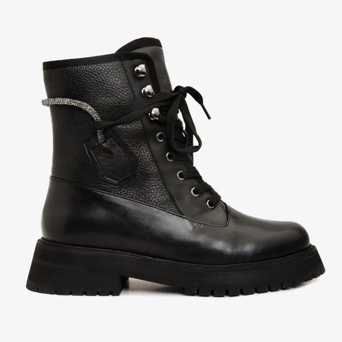 Vinci Leather Boots and Booties The Arata Black Leather LaceUp Ankle Boot With A Side Zipper 8211 Women Vinci Leather Boots and Booties The Arata Black Leather LaceUp Ankle Boot With A Side Zipper 8211 Women