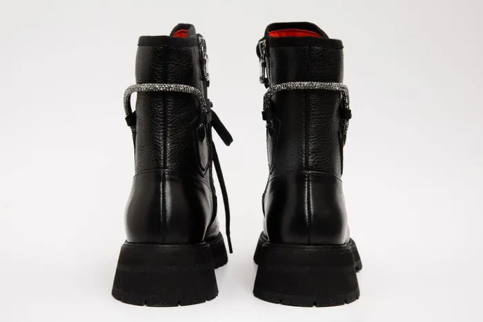 Vinci Leather Boots and Booties The Arata Black Leather LaceUp Ankle Boot With A Side Zipper 8211 Women