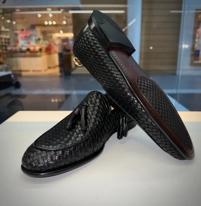 Vinci Leather Dress Shoes The Mclean Shoe Black Leather Woven Tassel Loafer Shoe 8211 Men