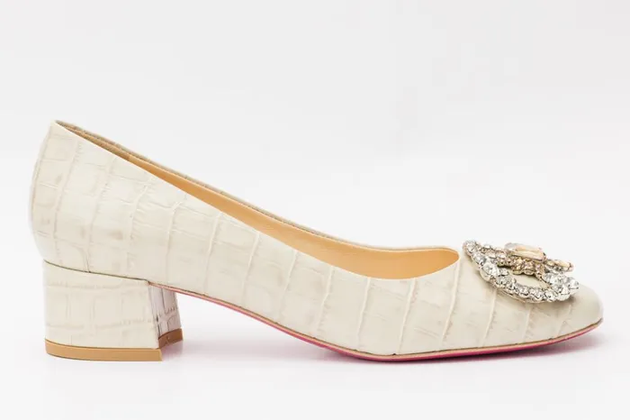 Vinci Leather Heels The Foggia Beige Leather Block Heel Pump Shoe 8211 Women