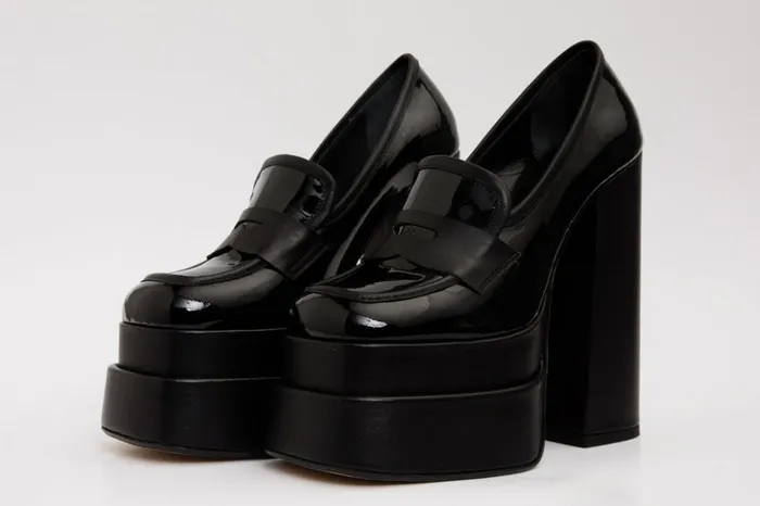Vinci Leather Heels The Latino Black Leather Platform Heel Pump Shoe 8211 Women