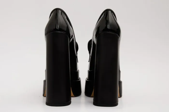 Vinci Leather Heels The Latino Black Leather Platform Heel Pump Shoe 8211 Women