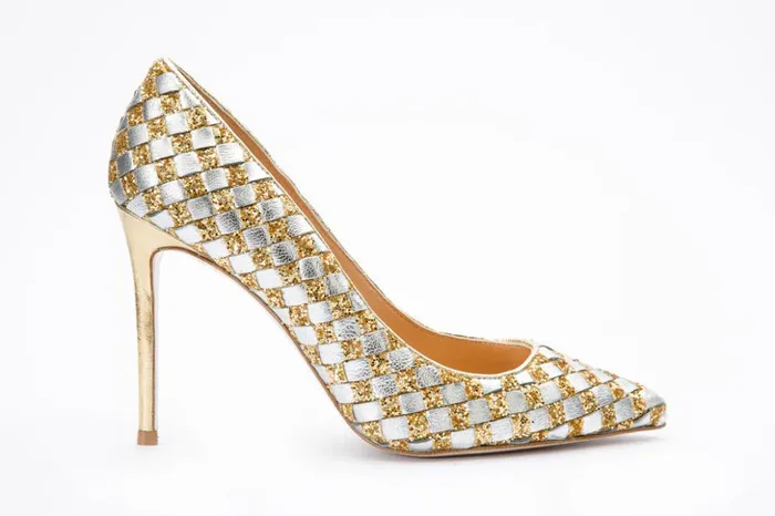 Vinci Leather Heels The Saks Tory Gold and Silver Handwoven Leather Pump Shoe 8211 Women Vinci Leather Heels The Saks Tory Gold and Silver Handwoven Leather Pump Shoe 8211 Women