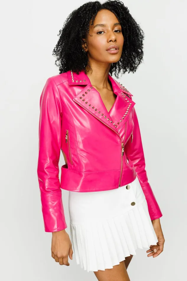 Vinci Leather Leather Jackets The Macera Pink Leather Jacket 8211 Women