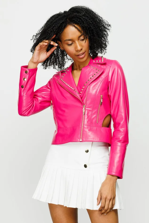 Vinci Leather Leather Jackets The Macera Pink Leather Jacket 8211 Women