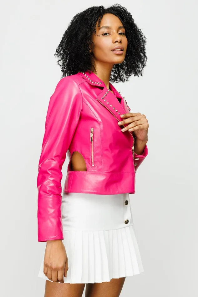 Vinci Leather Leather Jackets The Macera Pink Leather Jacket 8211 Women