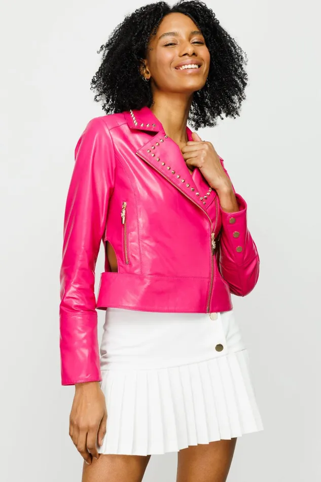 Vinci Leather Leather Jackets The Macera Pink Leather Jacket 8211 Women
