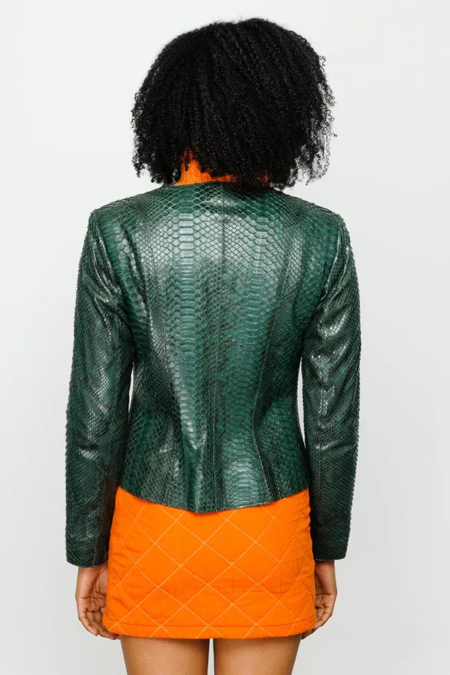 Vinci Leather Leather Jackets The Mekke Pythn Skin Leather Jacket Green 8211 Women