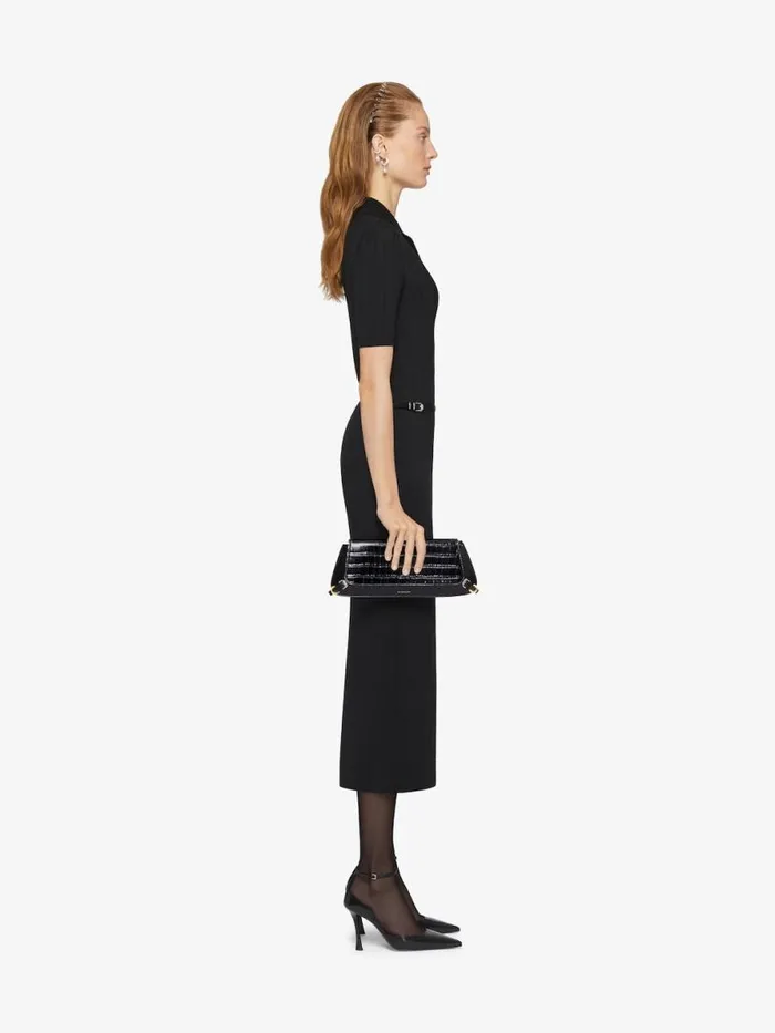 Voyou Clutch Bag In Crocodile Effect Leather Black Women Givenchy Shoulder Bags
